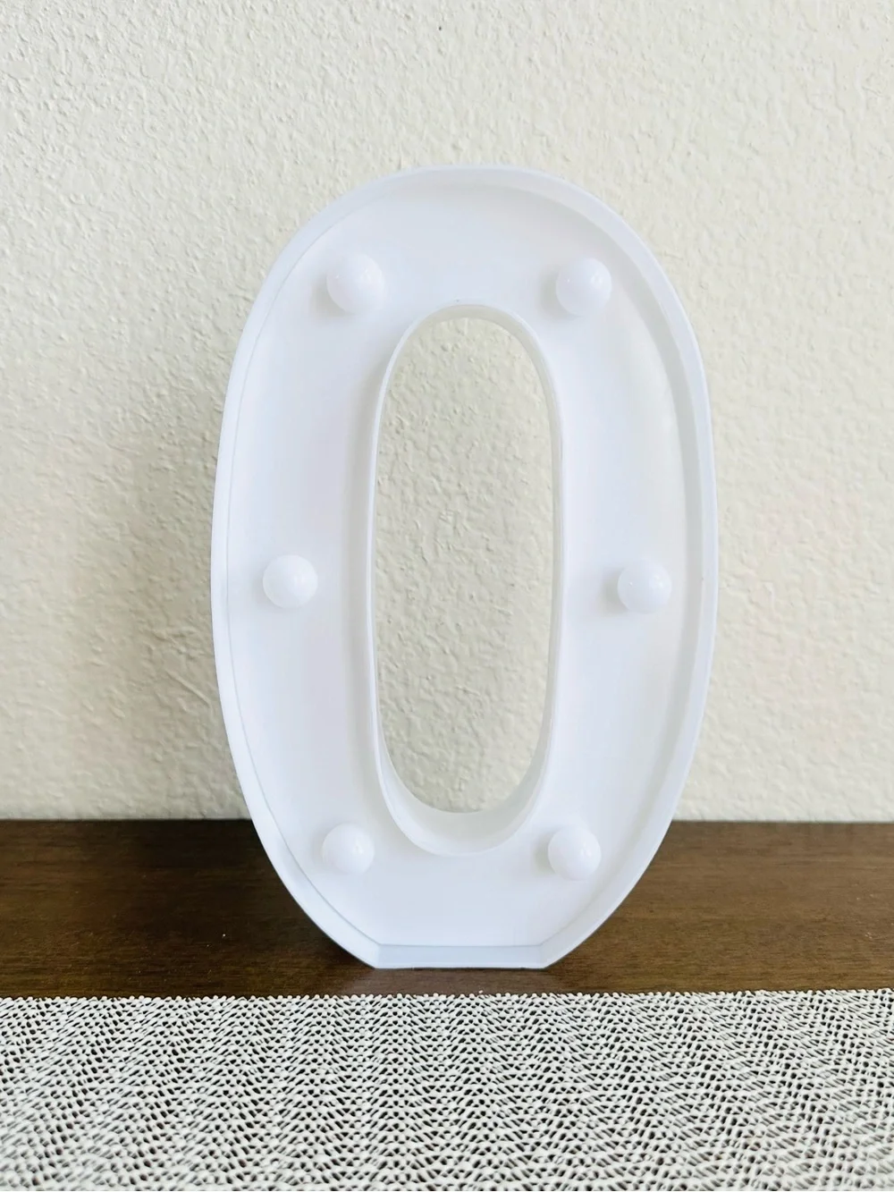 LED Number 0 Lighted Marquee Sign - White with Warm Yellow Bulbs
